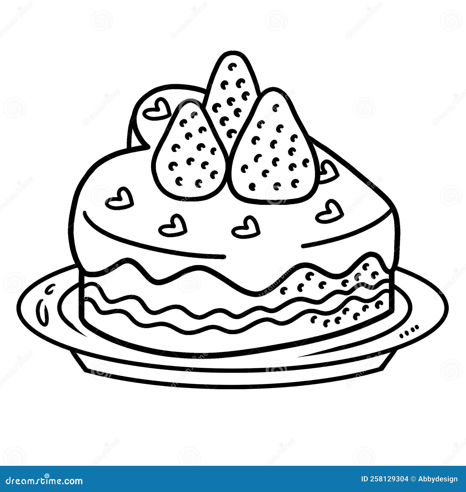 Cake isolated coloring page for kids stock vector