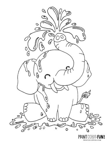 Cute cartoon elephant coloring pages to print at