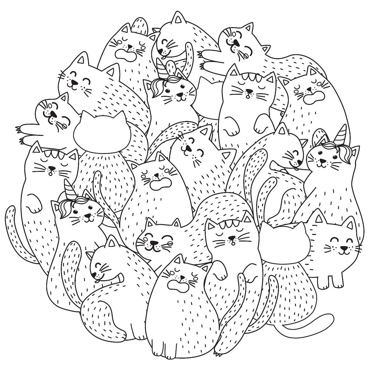 Free cat coloring pages purr