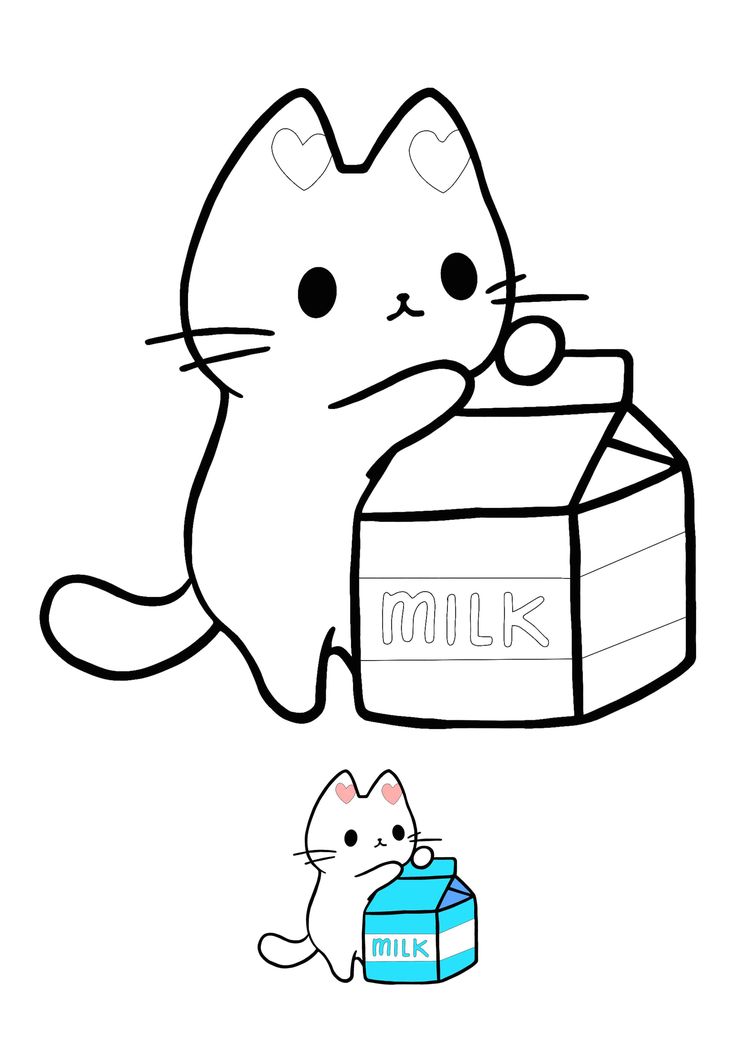 Kawaii kitten with milk packet coloring page bunny coloring pages cat coloring book cat coloring page