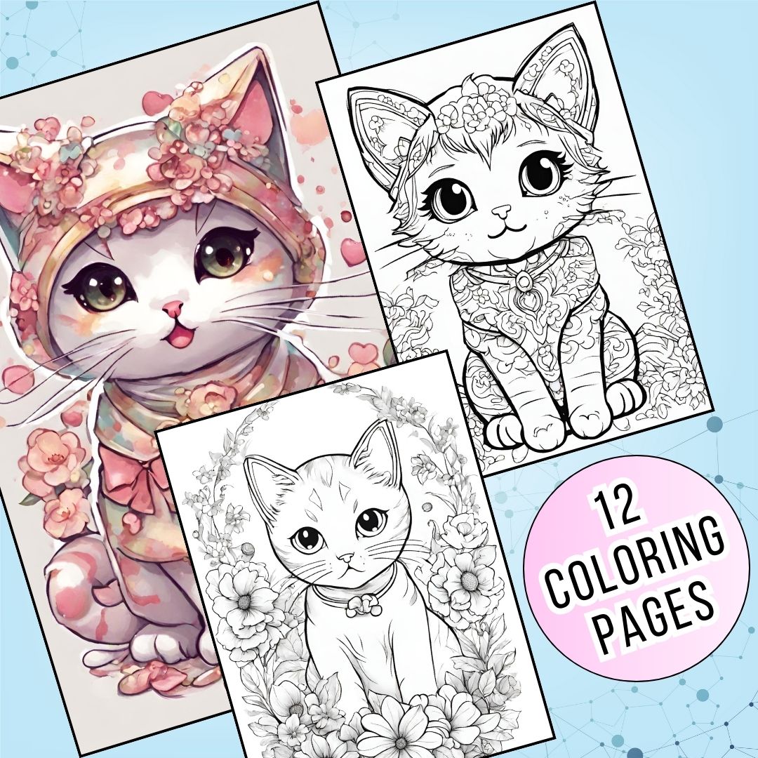 Adorable cat coloring pages for kids