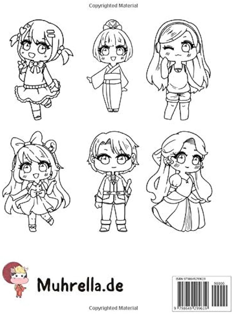 Chibi coloring book color adorable chibi characters in onesies and other costumes