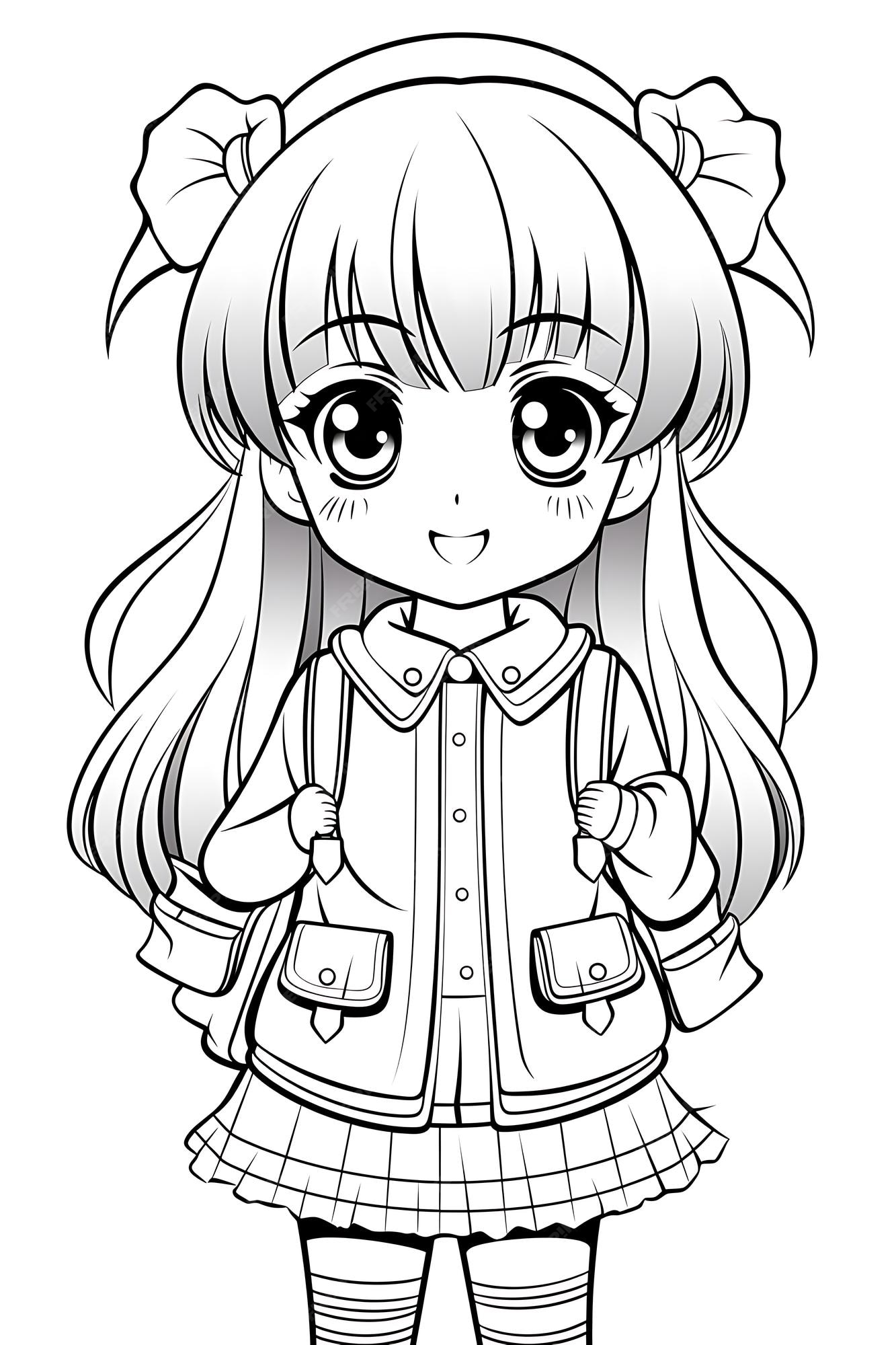 Premium vector anime coloring page