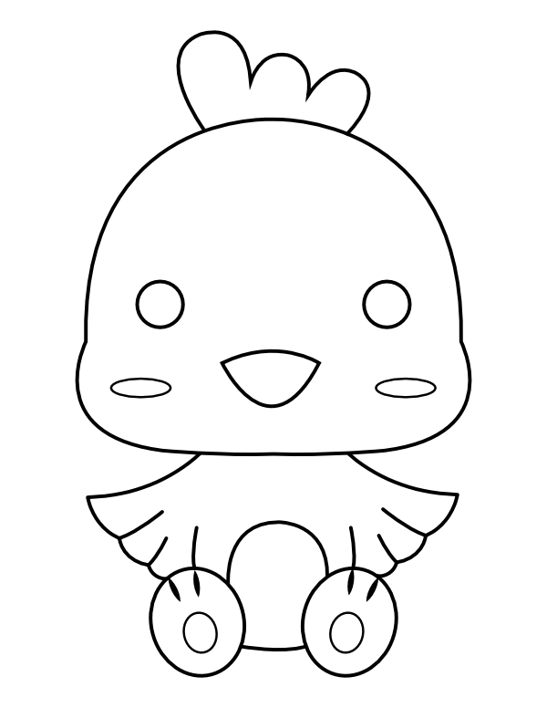 Printable kawaii chicken coloring page