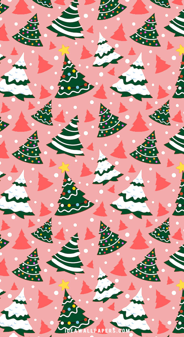 Cute christmas wallpapers christmas trees on pink background