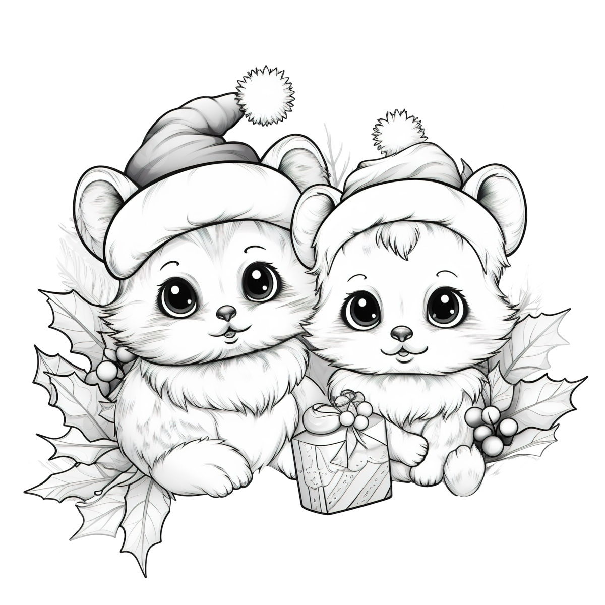 Merry christmas cute animal drawing sketch for coloring with berry christmas drawing animal drawing wing drawing png transparent image and clipart for free download