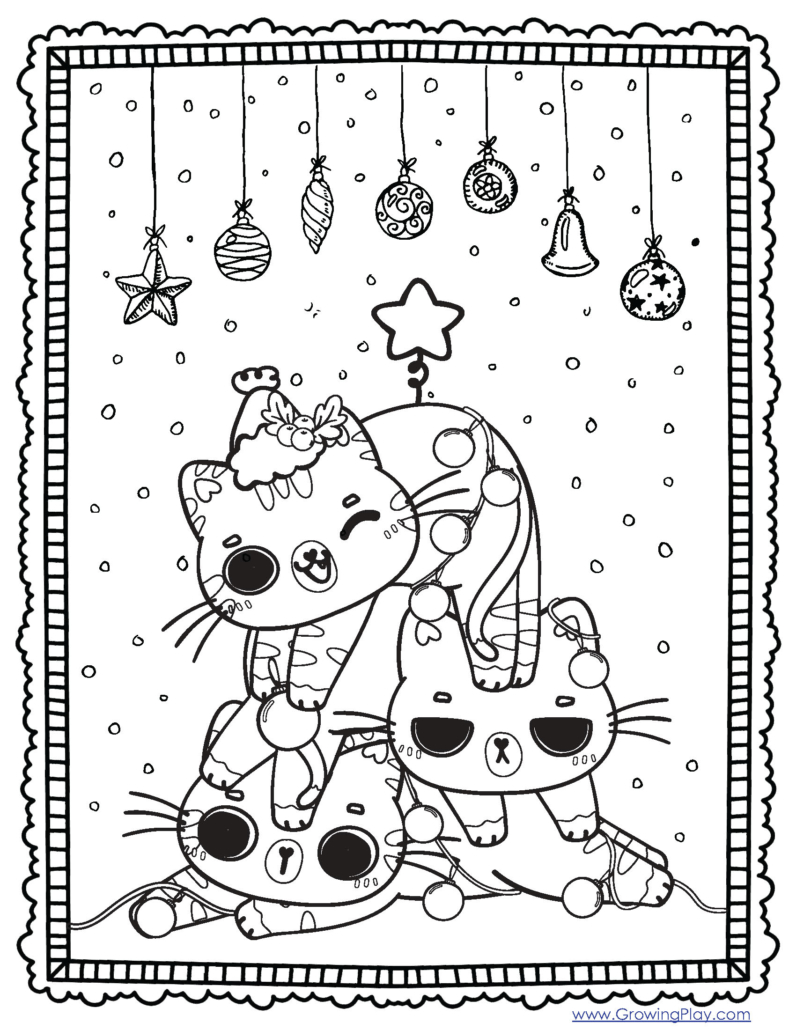 Christmas cat coloring pages pdf