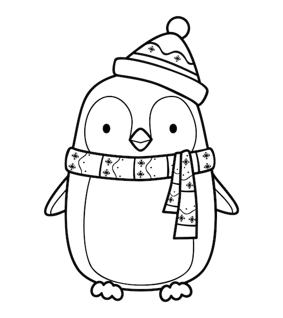 Christmas penguin coloring page vectors illustrations for free download