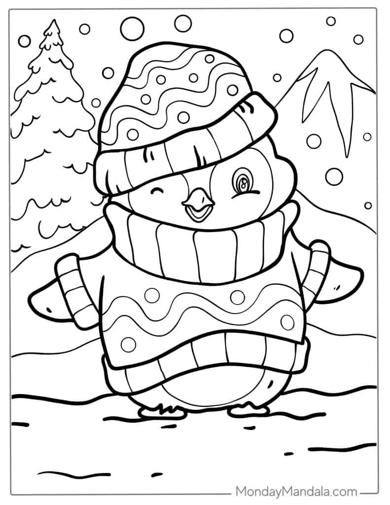 Penguin coloring pages free pdf printables