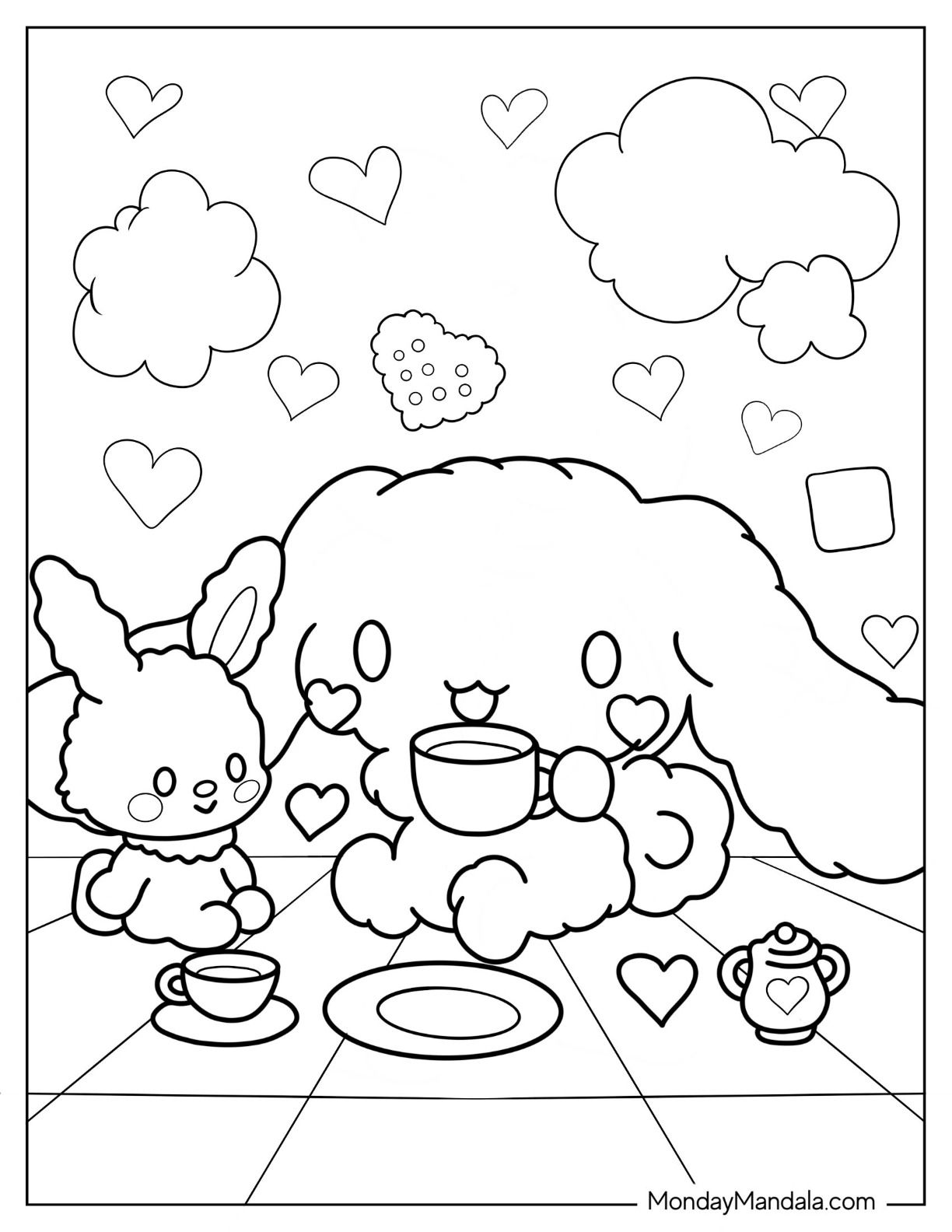 Cinnamoroll coloring pages free pdf printables hello kitty colouring pages cute coloring pages hello kitty coloring