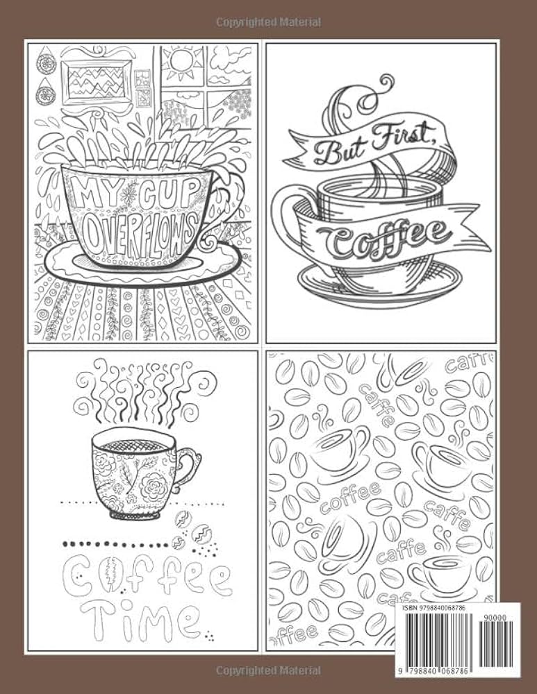 Coffee coloring book an adult coloring book with beautiful cute coloring pages designs books asha books