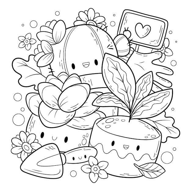 Kawaii coloring page images