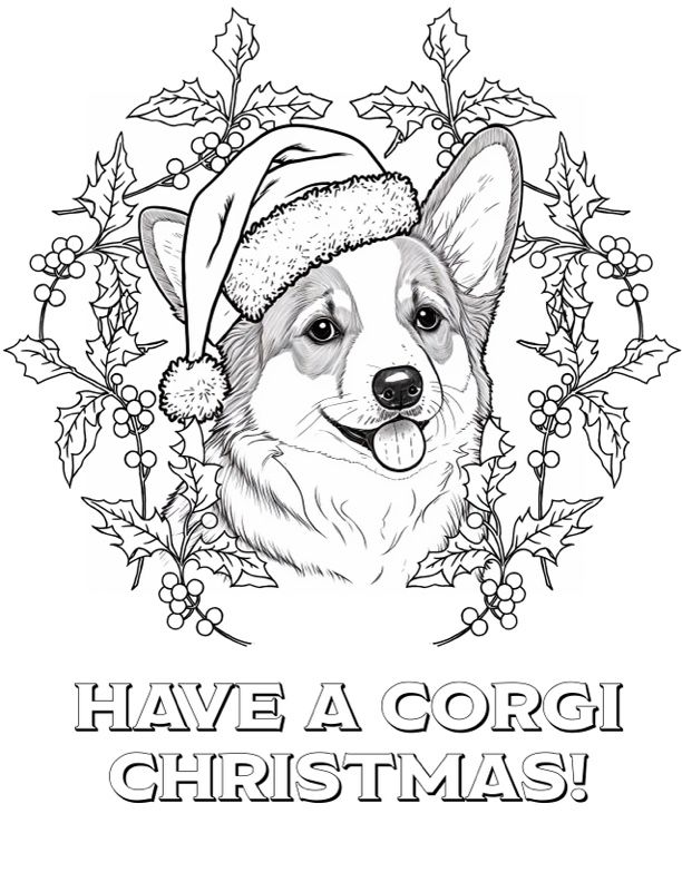 Corgi coloring pages corgi christmas corgi drawing christmas coloring pages