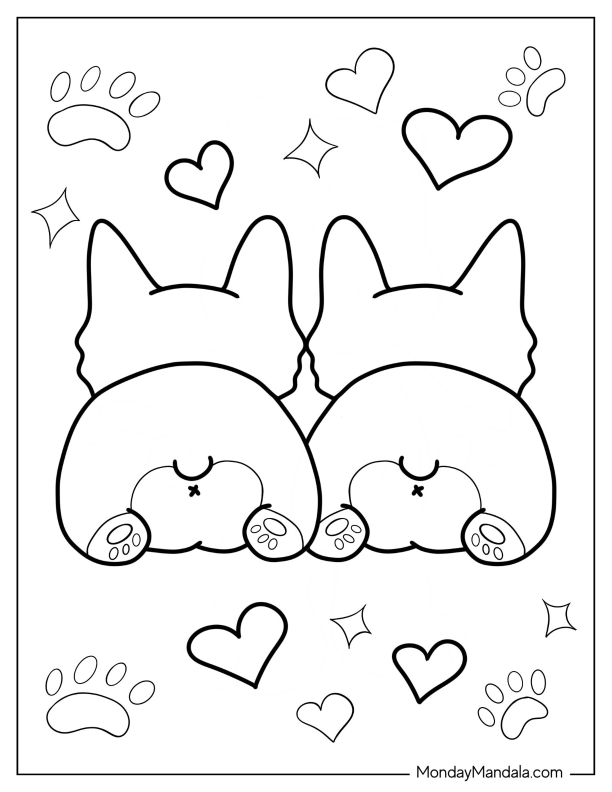 Corgi coloring pages free pdf printables