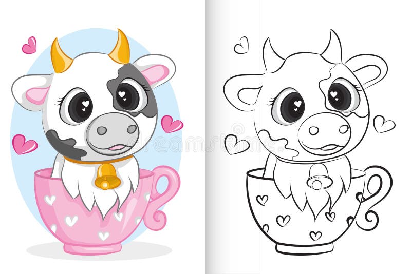 Cute cow coloring stock illustrations â cute cow coloring stock illustrations vectors clipart