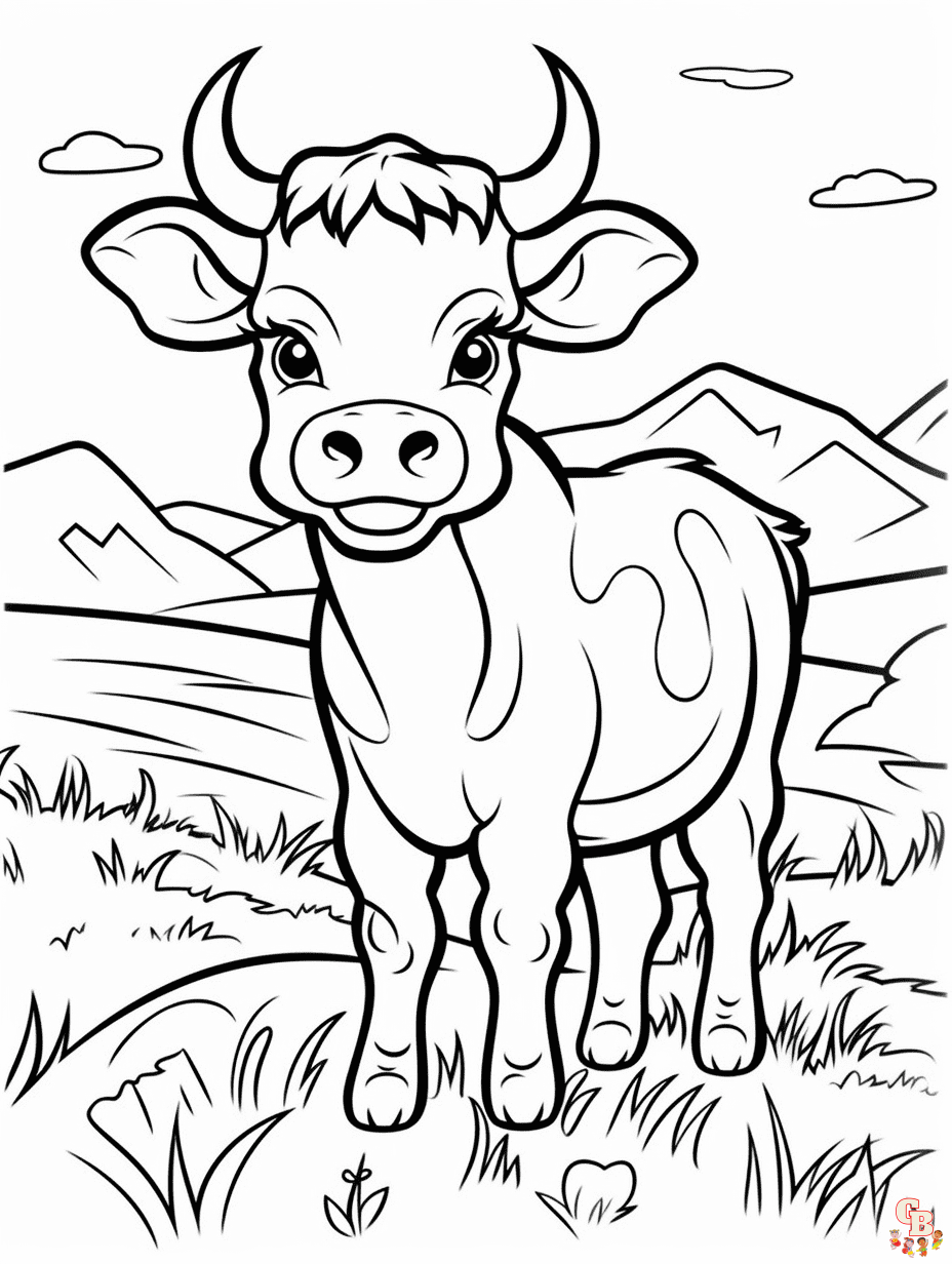 Fun easy printable cow coloring pages for kids