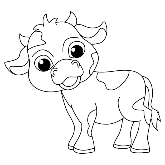 Premium vector cute cow cartoon coloring page illustration vector for kids coloring book