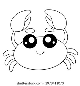 Coloring page cute smiling crab stock illustration