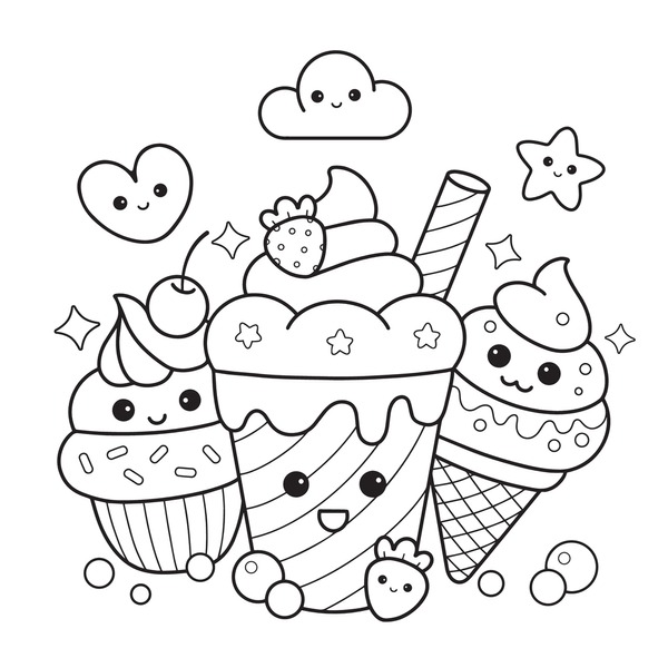 Thousand cupcake colouring pages royalty