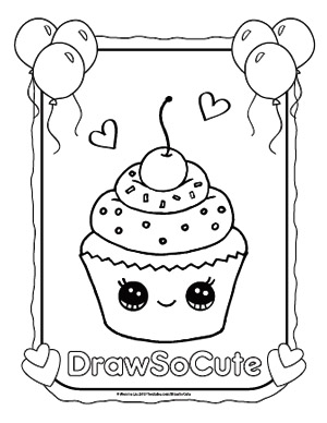Cupcake coloring page â draw so cute