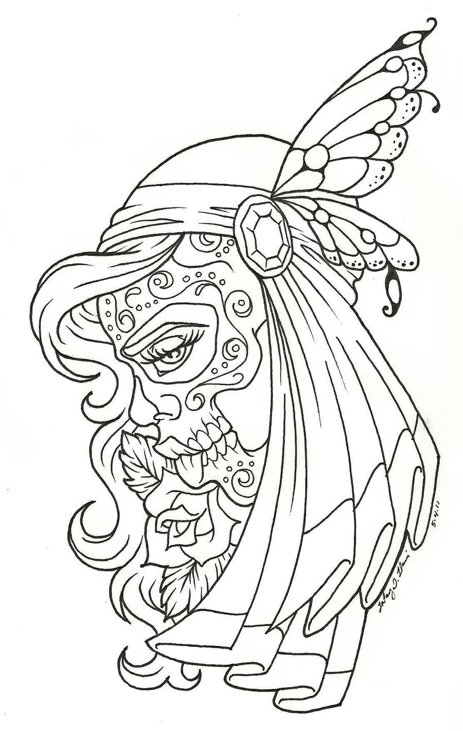 Free printable day of the dead coloring pages