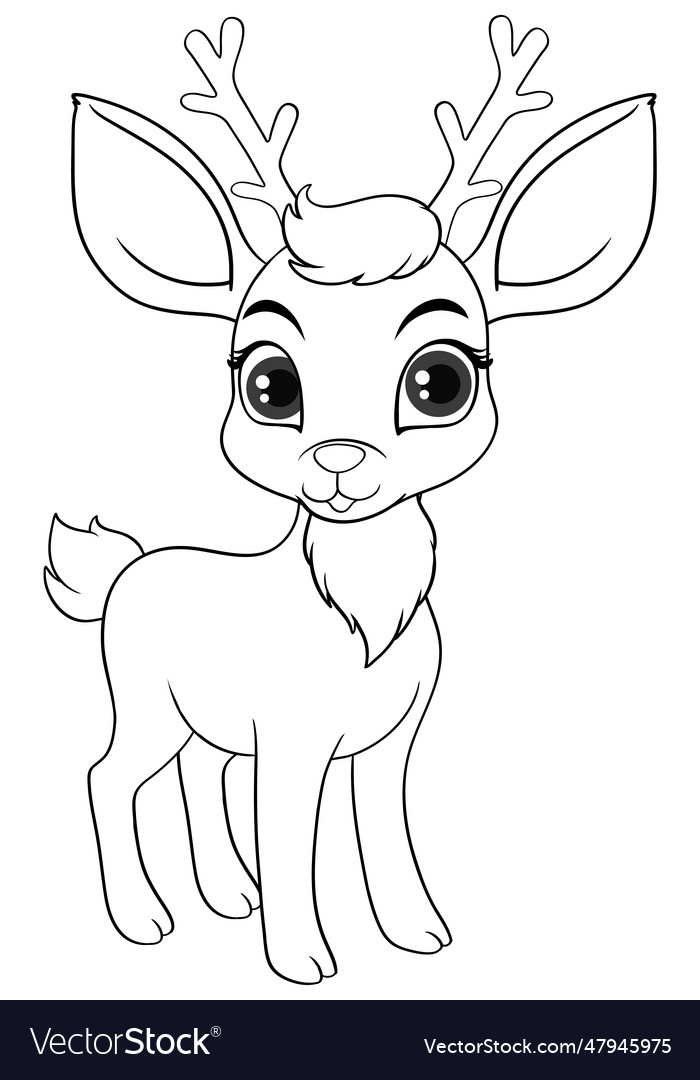 Coloring page outline of cute deer royalty free vector image