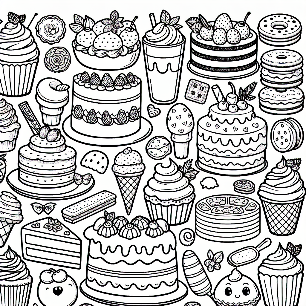 Cute dessert coloring pages