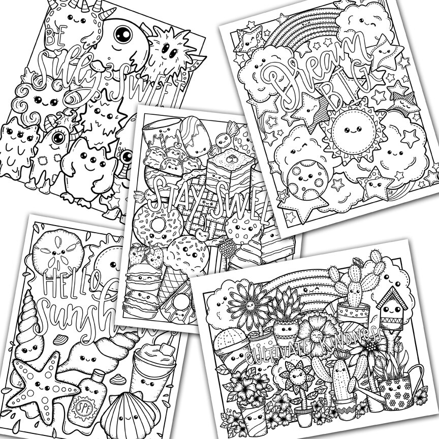 Kawaii coloring page set cute kawaii coloring pages for kids and adults â the white lime