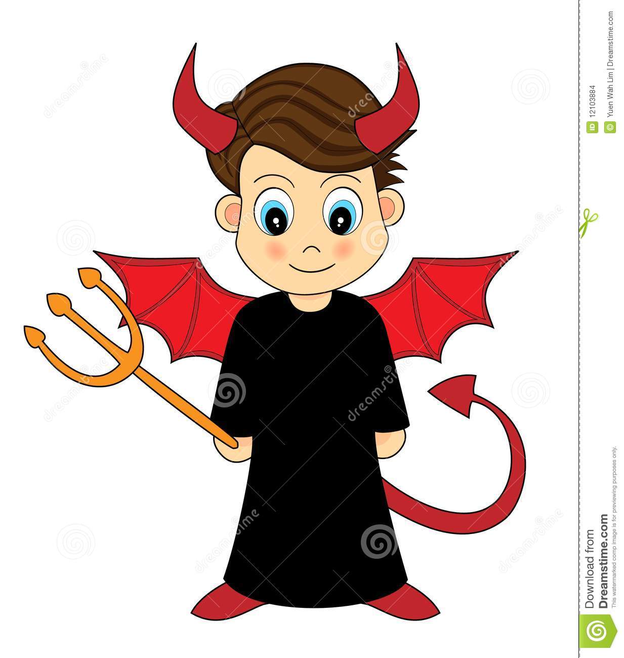 Cute devil boy stock vector illustration of demon smile