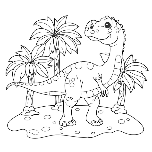 Free vector cute coloring book with dinosaur