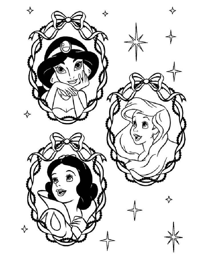 Cute disney princesses portraits coloring page