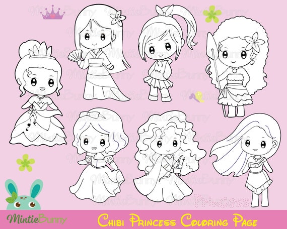 Princess stamp princess coloring page digital stamp planner stickers instant download instant download