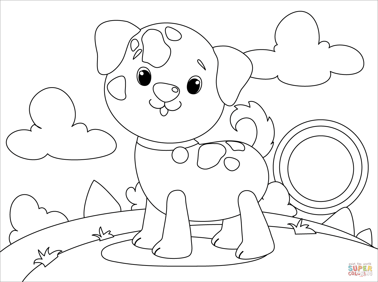 Cute dog coloring page free printable coloring pages