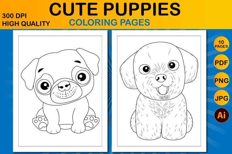 Cute puppies dogs coloring pages