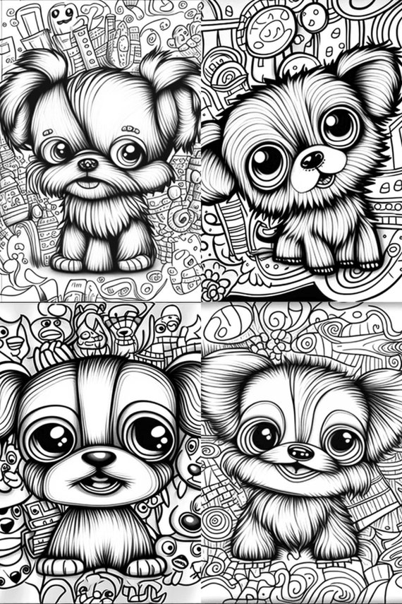 Digital download baby dog coloring pages adorable designs for kids and adults perfect for dog loversstress relief and relaxation instant download