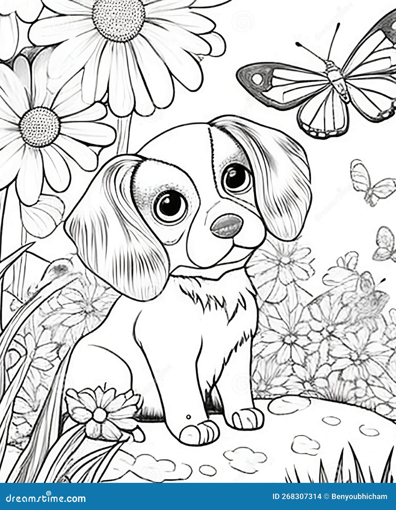 The cutest dog coloring pages for dog lovers stock photo