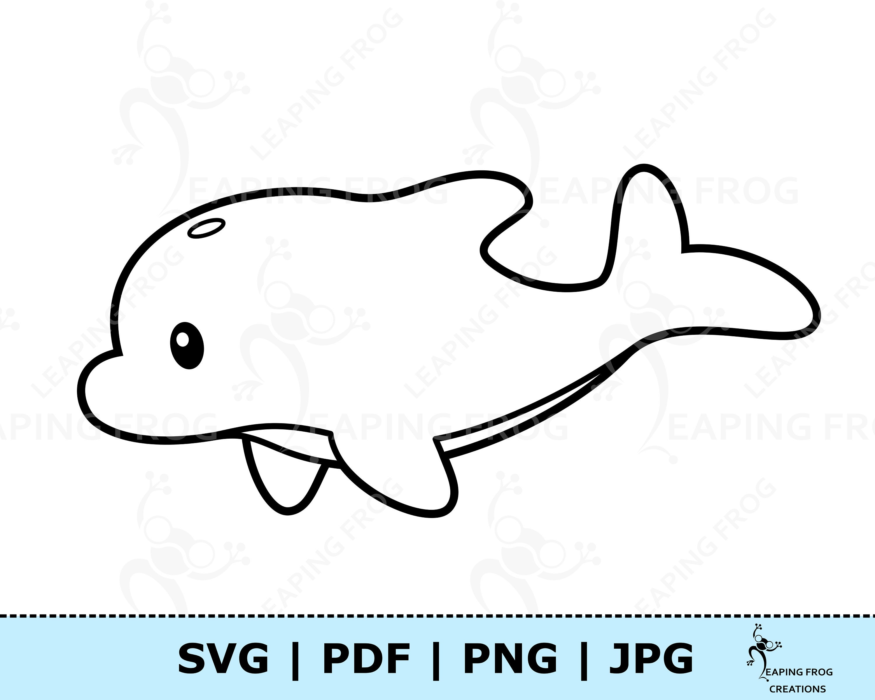 Cute baby dolphin coloring page jpg pdf svg png dolphin jpg digital download vector black and white outline baby animal coloring page