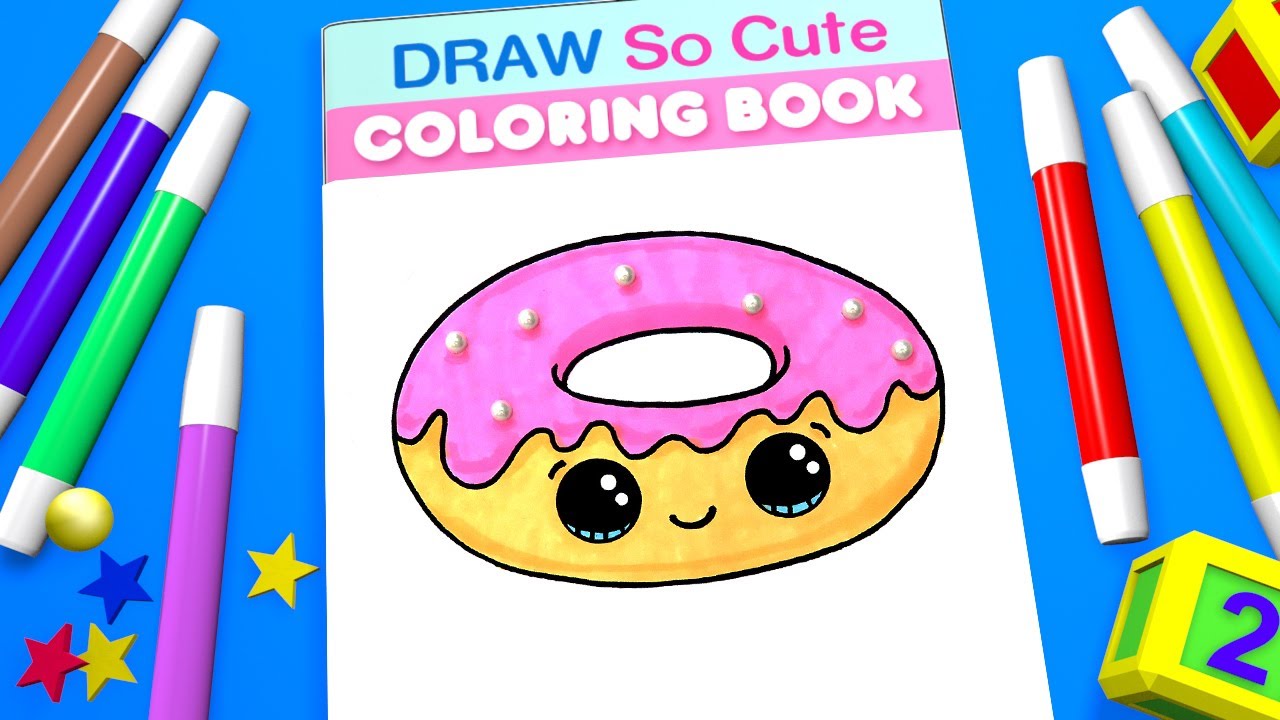 Donut coloring page for kids learn colors