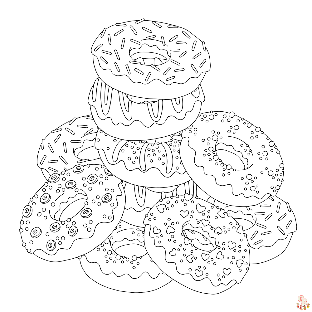 Free printable donut coloring pages for kids