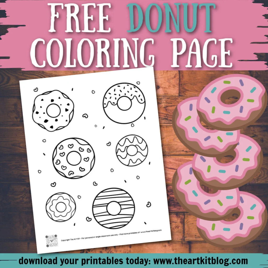 Cute donuts coloring page â the art kit