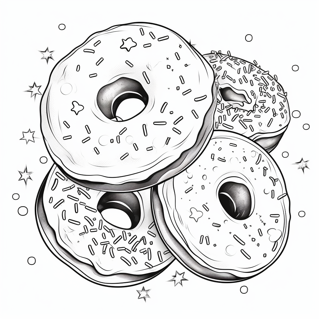 Cute donut coloring pages