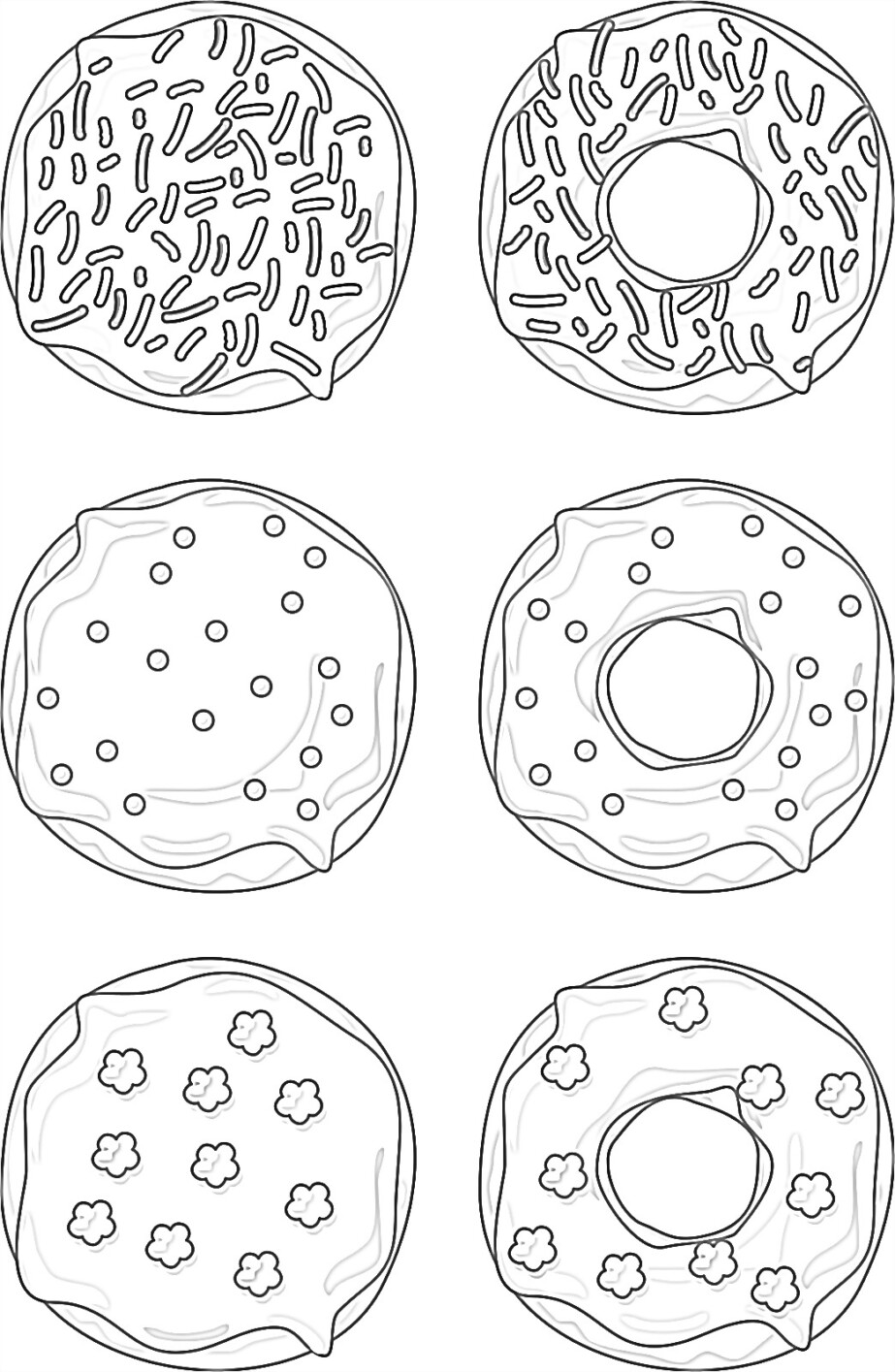 Delicious donuts coloring page