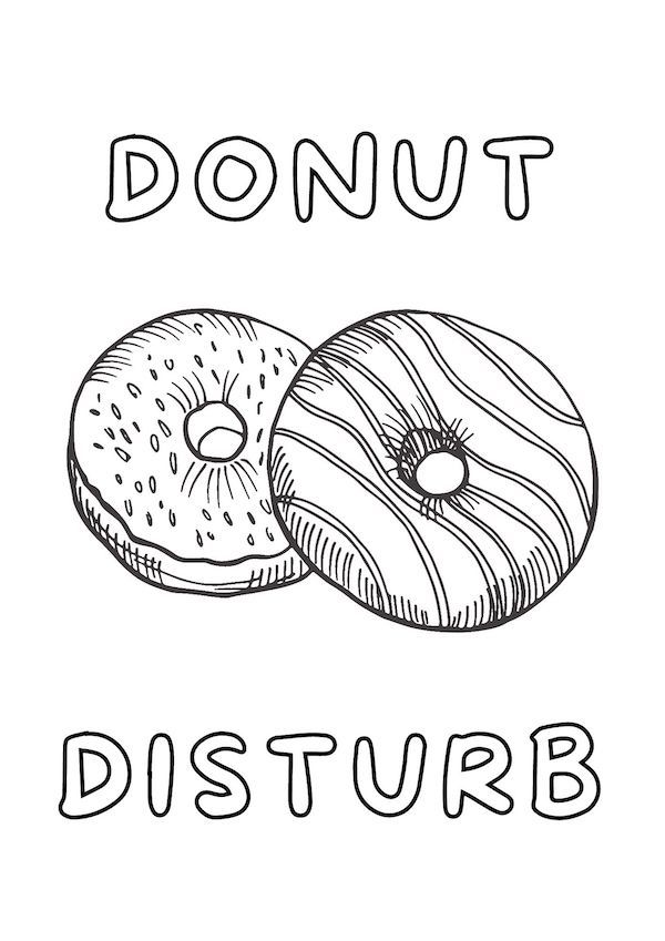 Super fun printable donut coloring pages
