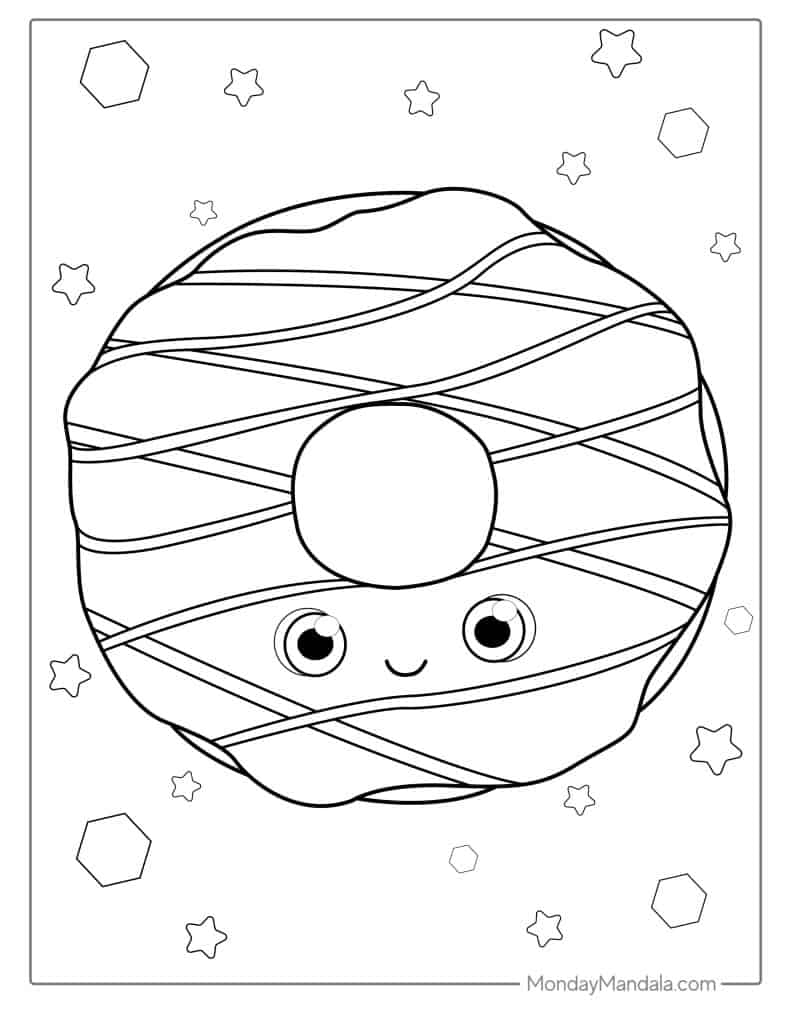 Donut coloring pages free pdf printables