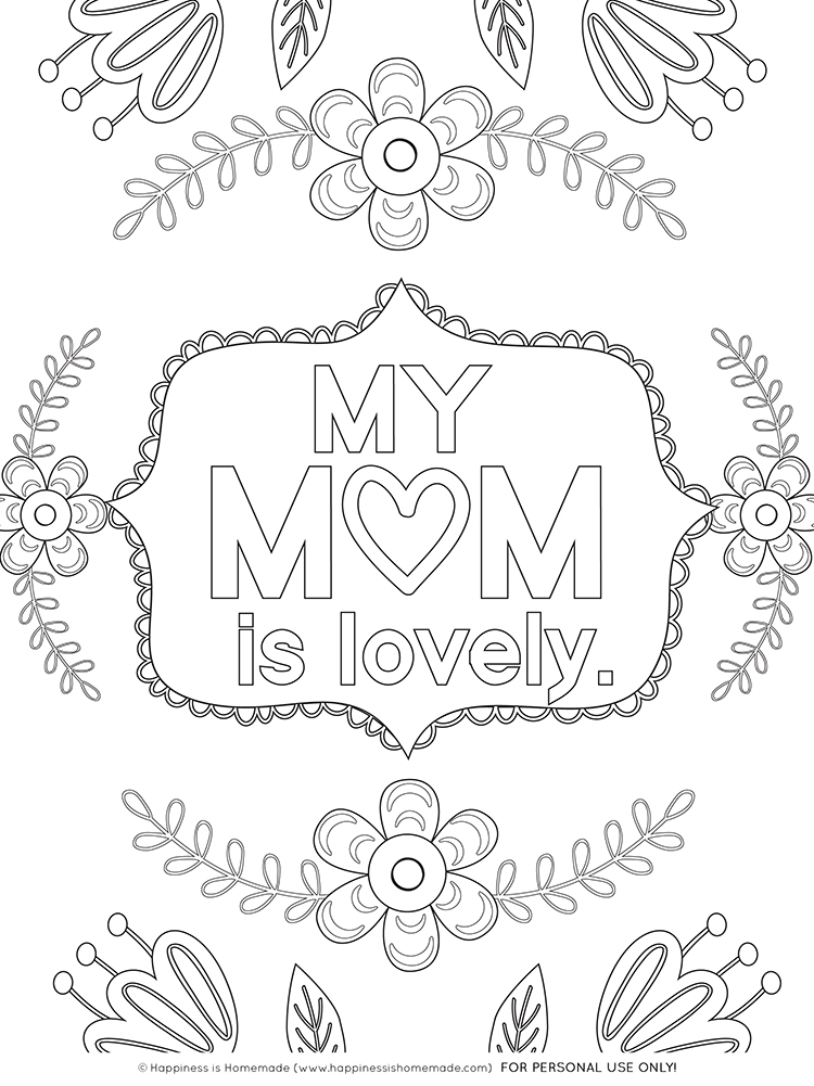 Mothers day printable coloring pages