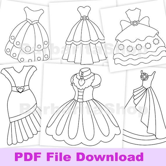 Dress coloring pages ready to print instantly download now