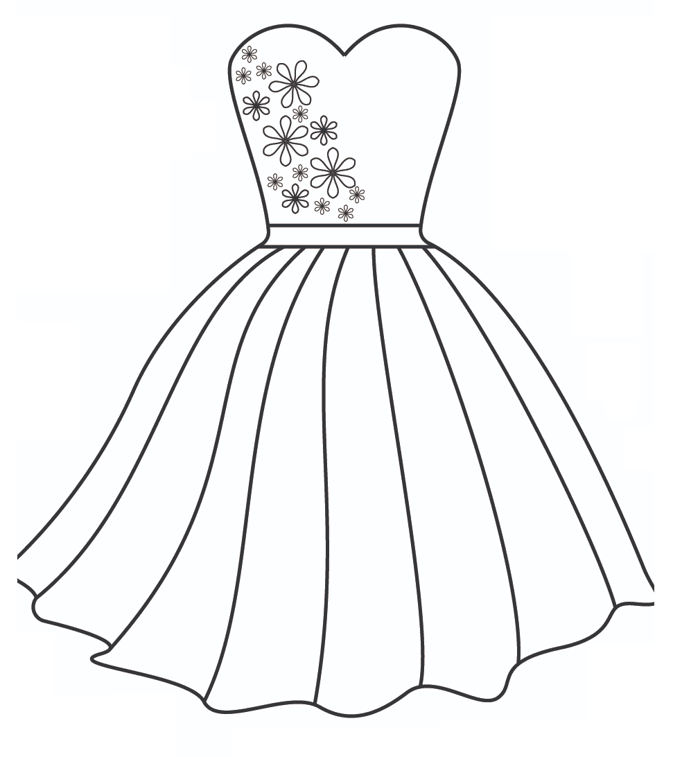 Dress coloring pages printable for free download