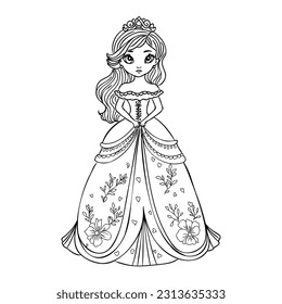 Ball gown coloring page royalty