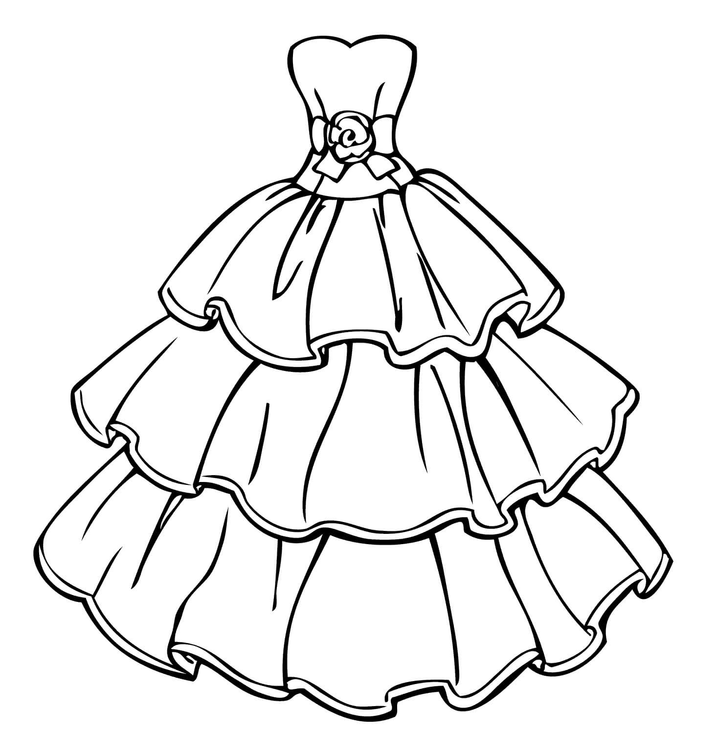 Basic wedding dress for girls coloring page