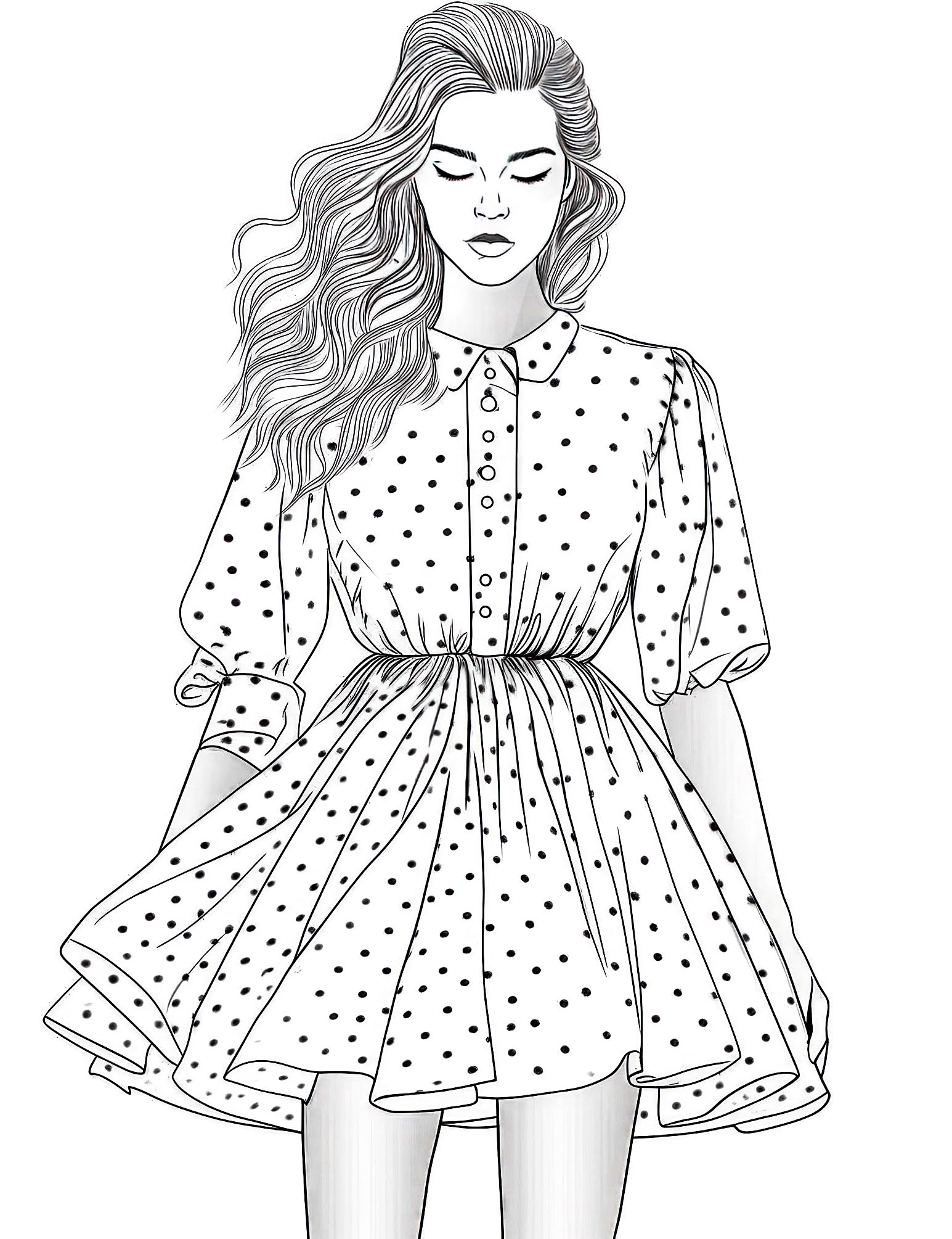 Stunning dress coloring pages for kids and adults